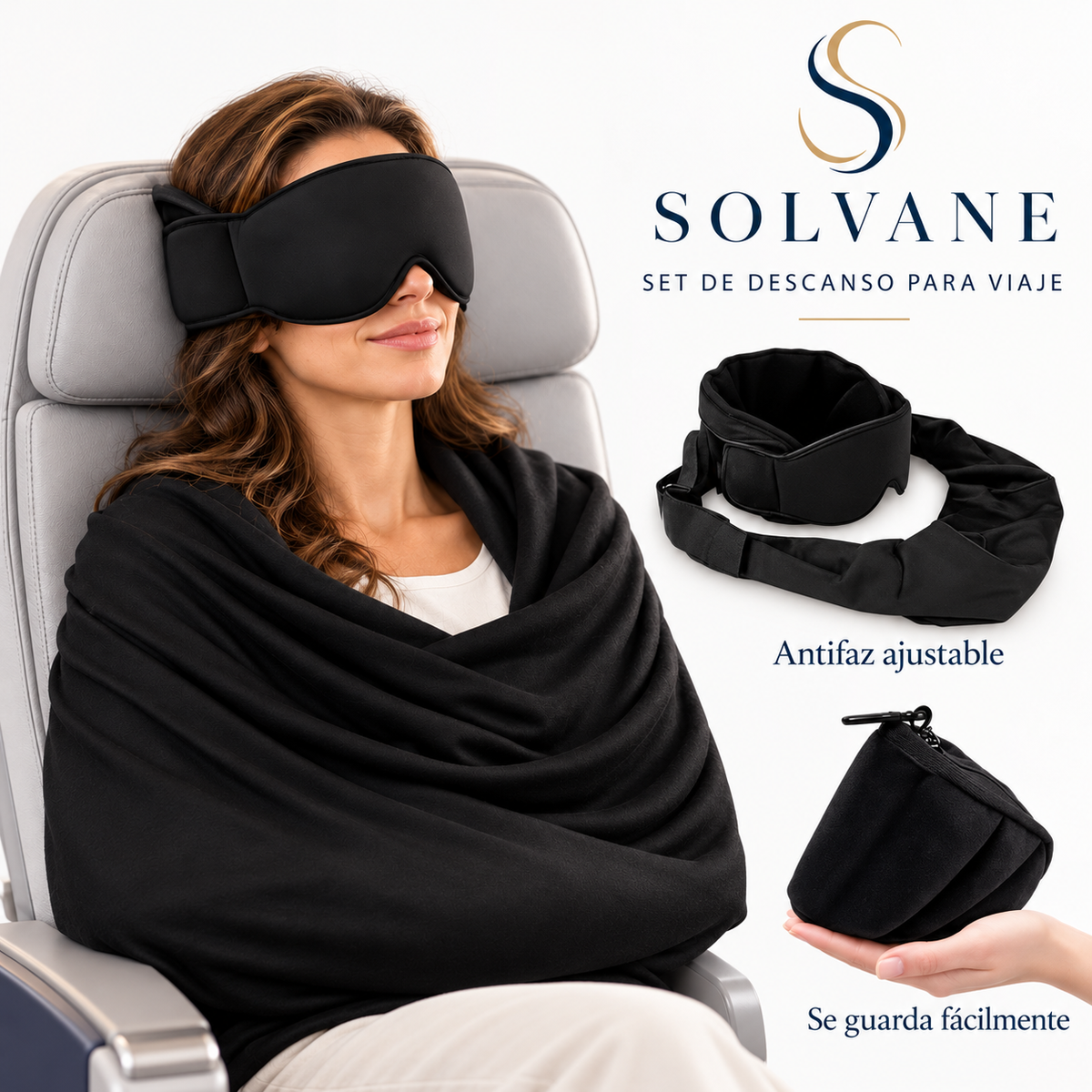 Solvane Kit de Viaje 3 en 1 para un Descanso de Primera Clase