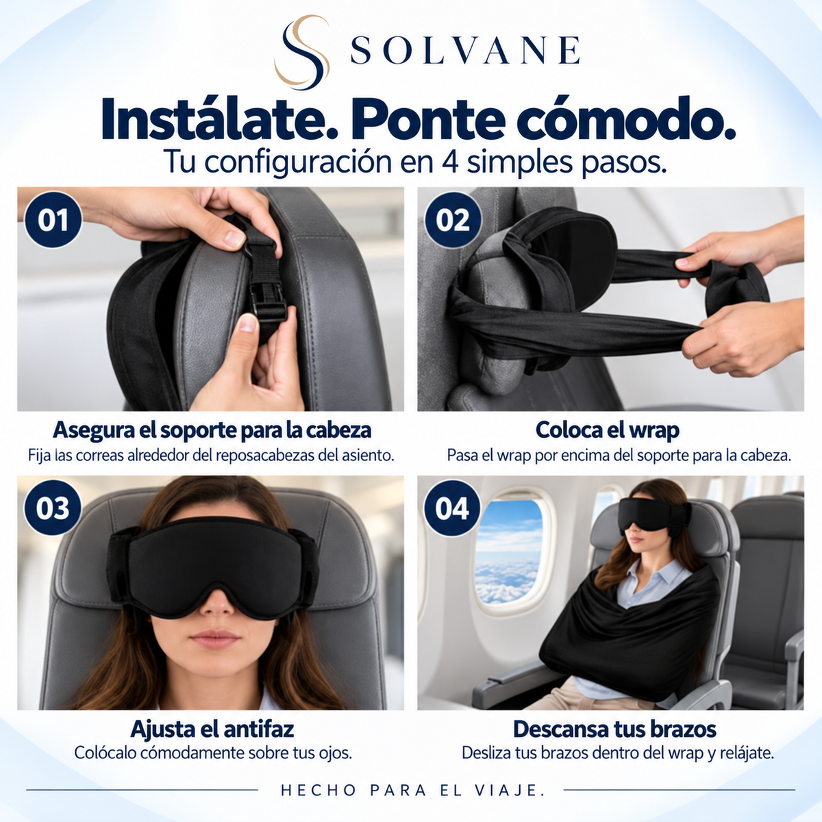 Solvane Kit de Viaje 3 en 1 para un Descanso de Primera Clase